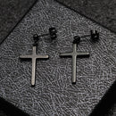 Black Solid 316L Stainless Steel Small Crucifix Cross Dangle Earrings for Women Men's Gifts