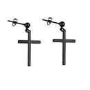 Black Solid 316L Stainless Steel Small Crucifix Cross Dangle Earrings for Women Men's Gifts