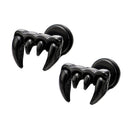 Punk Rock Gothic Mens Stainless Steel Dragon Eagle Claw Stud Earrings Screw