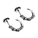 Unisex Hip Hop Horn Claw Punk Solid 316L Stainless Steel Stud Earring Silver