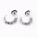 Unisex Hip Hop Horn Claw Punk Solid 316L Stainless Steel Stud Earring Silver