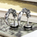 Unisex Hip Hop Horn Claw Punk Solid 316L Stainless Steel Stud Earring Silver