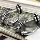 Unisex Hip Hop Horn Claw Punk Solid 316L Stainless Steel Stud Earring Silver