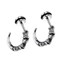 Unisex Hip Hop Horn Claw Punk Solid 316L Stainless Steel Stud Earring Silver
