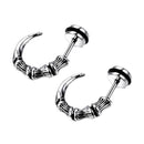 Unisex Hip Hop Horn Claw Punk Solid 316L Stainless Steel Stud Earring Silver