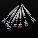 7 Pieces Men's Spike Punk Stainless Steel Rhinestone Ear Studs Earrings