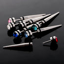 7 Pieces Men's Spike Punk Stainless Steel Rhinestone Ear Studs Earrings