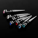 7 Pieces Men's Spike Punk Stainless Steel Rhinestone Ear Studs Earrings