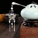 Women Lady Retro Vintage Hair Stick Silver Butterfly Tassel Headwear Hair Accessory