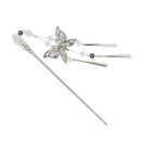 Women Lady Retro Vintage Hair Stick Silver Butterfly Tassel Headwear Hair Accessory