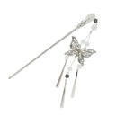 Women Lady Retro Vintage Hair Stick Silver Butterfly Tassel Headwear Hair Accessory