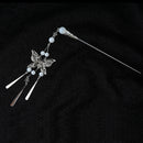 Women Lady Retro Vintage Hair Stick Silver Butterfly Tassel Headwear Hair Accessory