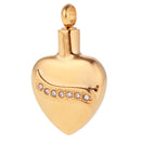 Unisex Novelty Gold Crystal Cremation Pet Ash Holder Urn Memorial Heart Pendant Jewelry