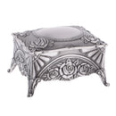 Vintage Rectangle Jewelry Box Rose Sculpture Trinkets Chest Jewelry Case