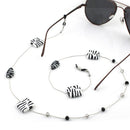 White Black Square Beads Eye Glasses Sunglasses Spectacles Chain Cord Holder