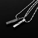 1 Pair Stainless Steel His and Her Matching Heart Pattern Rectangle Pendant Chain Necklace Romantic Lovers Jewelry