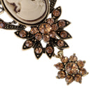 Vintage Oval Palace Maiden Resin Full Brown Rhinestone Flower Leaf Brooch Pin for Women Girls Shirt Dress Jewelry 1 Piece