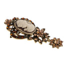 Vintage Oval Palace Maiden Resin Full Brown Rhinestone Flower Leaf Brooch Pin for Women Girls Shirt Dress Jewelry 1 Piece