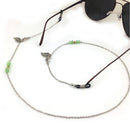 Green Crystal Beaded Chain Eyeglass Holder Spectacle Sunglass Cord Necklace Link Chain Rubber End
