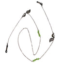 Green Crystal Beaded Chain Eyeglass Holder Spectacle Sunglass Cord Necklace Link Chain Rubber End