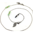 Green Crystal Beaded Chain Eyeglass Holder Spectacle Sunglass Cord Necklace Link Chain Rubber End