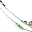 Green Crystal Beaded Chain Eyeglass Holder Spectacle Sunglass Cord Necklace Link Chain Rubber End