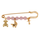Fashion Gold Plated Crystal Pin Brooch Large Safety Pin Charm Brooch Faux Pearls
