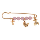 Fashion Gold Plated Crystal Pin Brooch Large Safety Pin Charm Brooch Faux Pearls