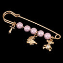 Fashion Gold Plated Crystal Pin Brooch Large Safety Pin Charm Brooch Faux Pearls