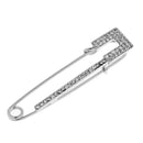 Sparkle Crystal Safety Pin Brooch Pin Clip for Ladies Scarf Coat Gown Silver
