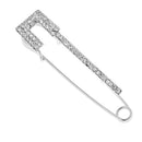 Sparkle Crystal Safety Pin Brooch Pin Clip for Ladies Scarf Coat Gown Silver