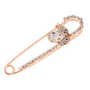 Sparkle Crystal Safety Pin Brooch Clip for Ladies Scarf Coat Gown Rose Gold