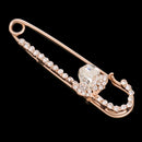 Sparkle Crystal Safety Pin Brooch Clip for Ladies Scarf Coat Gown Rose Gold