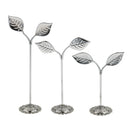 3 Pieces Alloy Leaf Shape Earrings Studs Jewelry Holder Display Stand Rack Organizer Silver