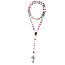 Women Hip 8mm Bead Rosary Pray Hand Jesus Cross Pendant Necklace Multi-color
