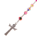Women Hip 8mm Bead Rosary Pray Hand Jesus Cross Pendant Necklace Multi-color