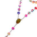 Women Hip 8mm Bead Rosary Pray Hand Jesus Cross Pendant Necklace Multi-color