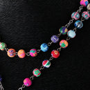 Women Hip 8mm Bead Rosary Pray Hand Jesus Cross Pendant Necklace Multi-color