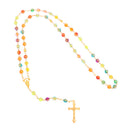 Mens Hip 6mm Rose Flower Beads Rosary Pray Hand Jesus Cross Pendant Necklace