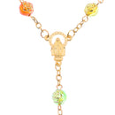 Mens Hip 6mm Rose Flower Beads Rosary Pray Hand Jesus Cross Pendant Necklace