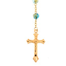 Mens Hip 6mm Rose Flower Beads Rosary Pray Hand Jesus Cross Pendant Necklace