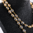 Mens Hip 10mm Beads Rosary Pray Hand Jesus Cross Pendant Chain Necklace Gold