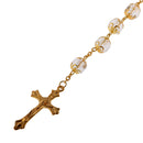 Mens Hip 10mm Beads Rosary Pray Hand Jesus Cross Pendant Chain Necklace Gold