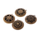 4 Pieces Vintage Hollow Photo Picture Charm Round Locket Pendants Jewelry