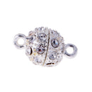 6 Pieces Crystal Round Ball Two Parts Magnetic Beads Clasp for Bracelet Necklace DIY Jewelry Design Clasp