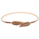 Fashion Gold Women Metal Leaves Waistband Elastic Stretch Waist Belt Strap
