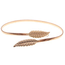 Fashion Gold Women Metal Leaves Waistband Elastic Stretch Waist Belt Strap