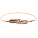 Fashion Gold Women Metal Leaves Waistband Elastic Stretch Waist Belt Strap