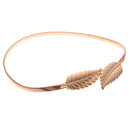 Fashion Gold Women Metal Leaves Waistband Elastic Stretch Waist Belt Strap