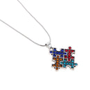 Men Women's Awareness Puzzle Piece Jigsaw Charm Pendant Chain Necklace